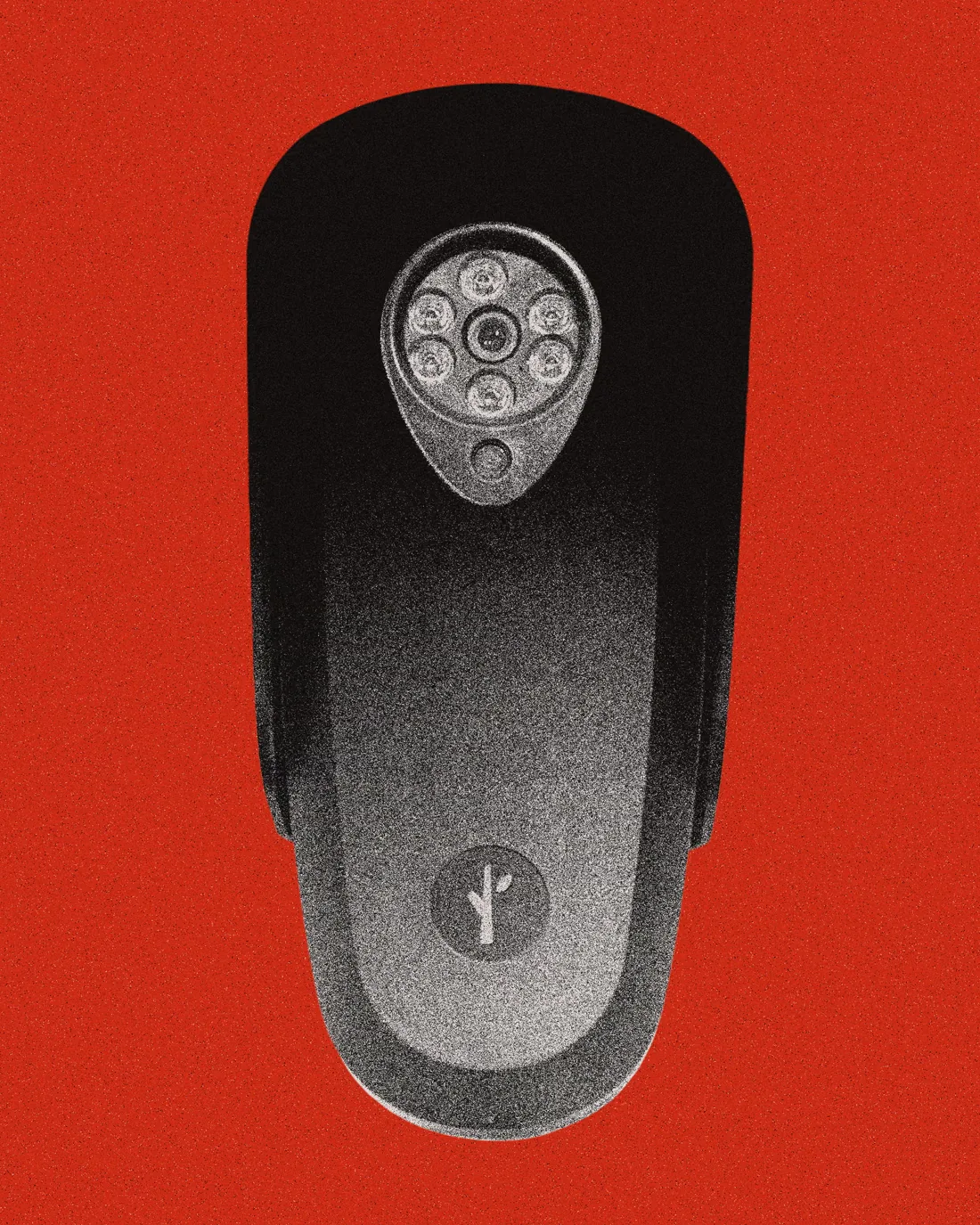 A high-contrast poster-style image of a Flock Safety ALPR camera